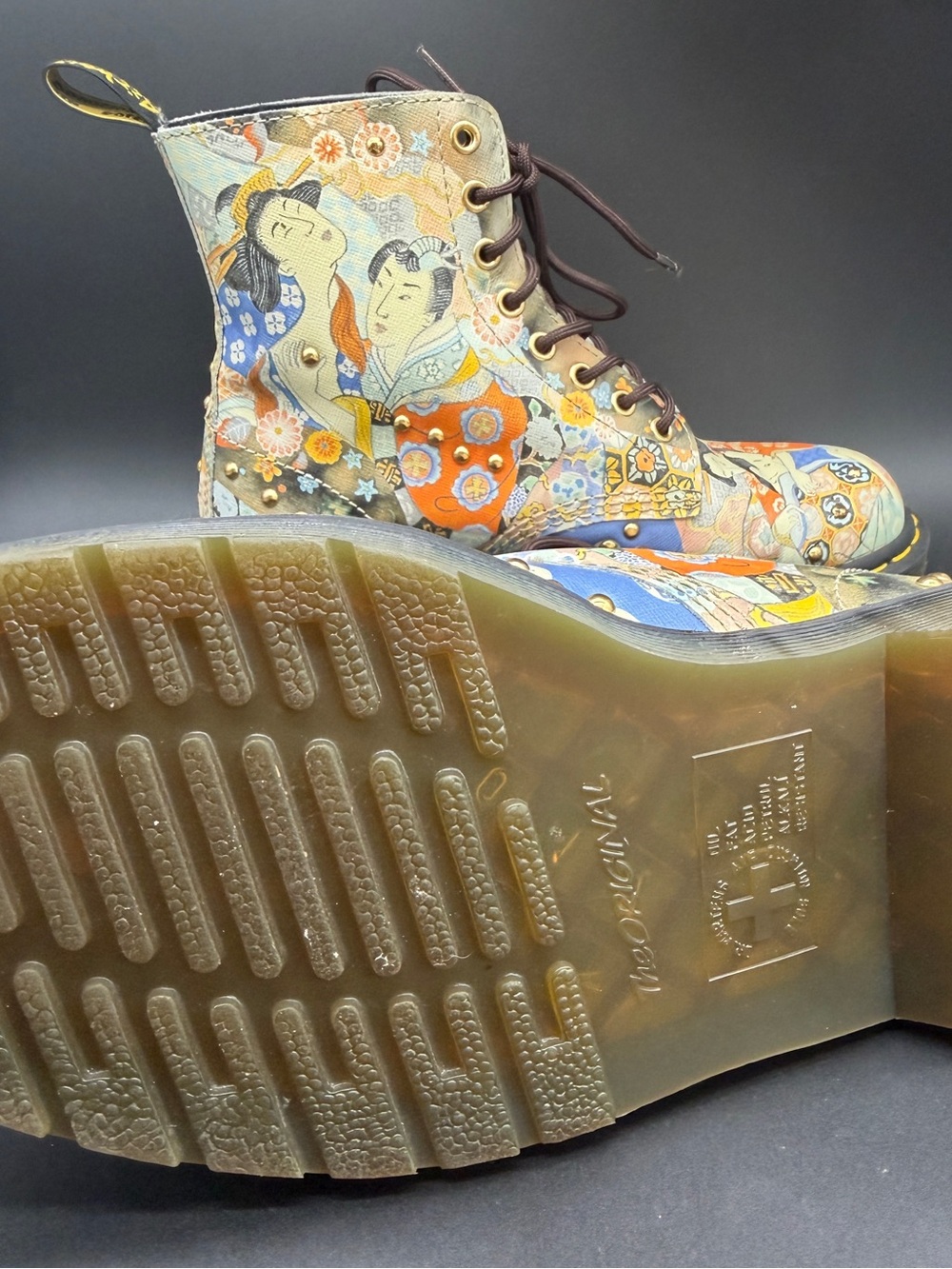 Dr. Martens 1460 Pascal Eastern Art Leather Studded Boots Size 9 - Picture 3 of 7
